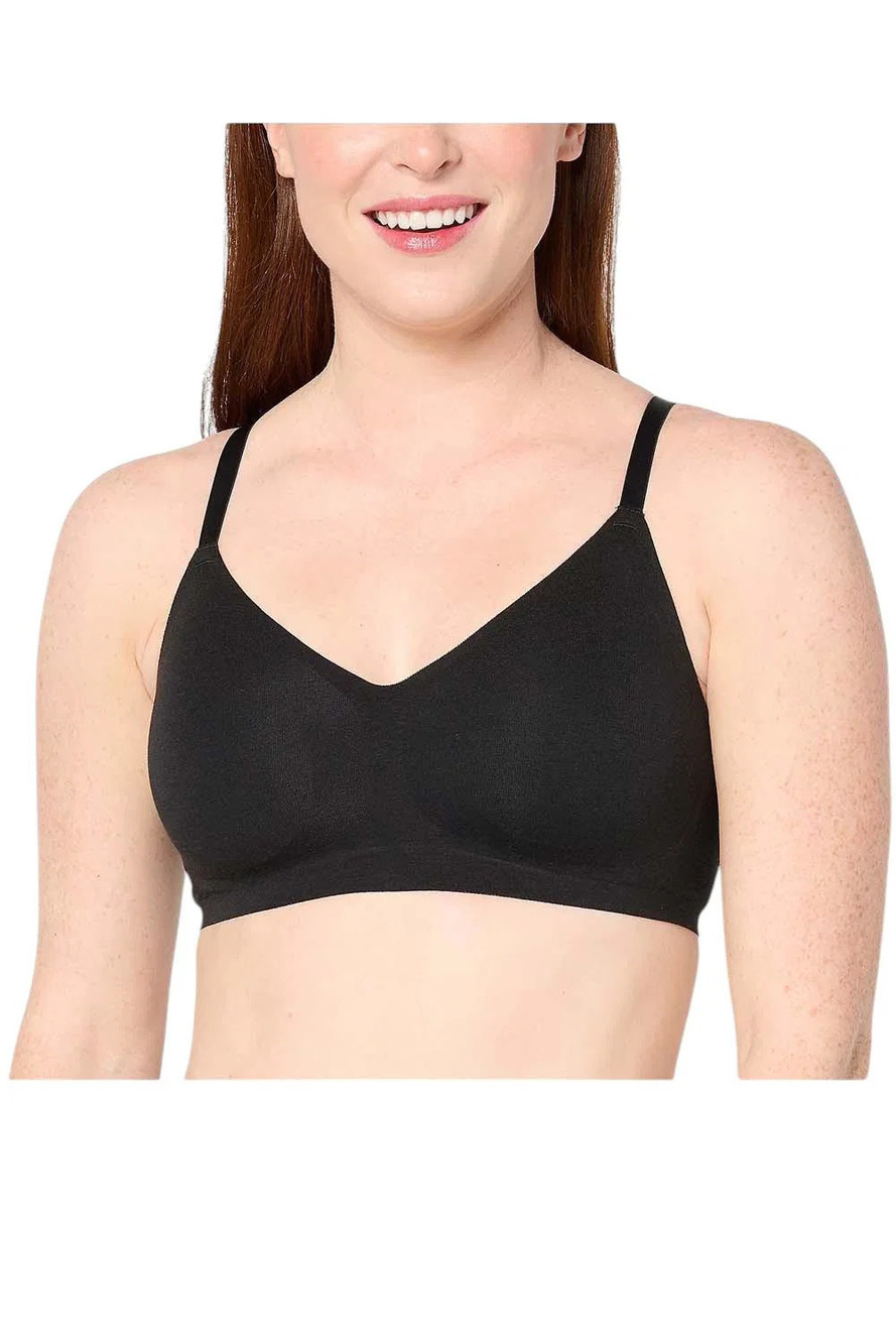 Cuddl Duds Women's Intimates Cotton Core Bonded Lounge Bra Black -